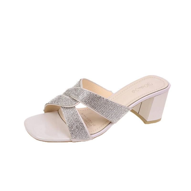 Belifi Fashion High Heeled Rhinestone Slippers