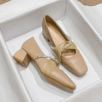 Belifi Elegance Ribbon & Pearl Leather Loafers