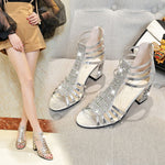 Belifi Thick Heel Rhinestone Fashion Versatile Sandals