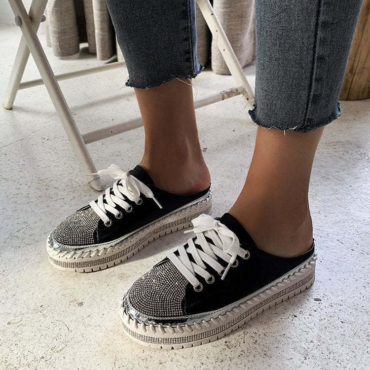 Belifi Platform Versatile Breathable Rhinestone Shoes