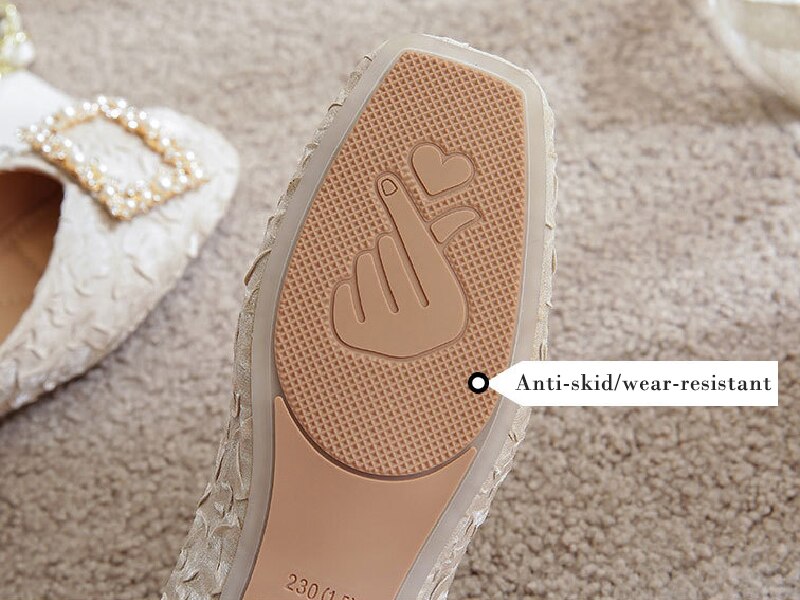 Belifi Summer Rhinestone Buckle Flats Square Head Women Shoes