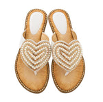 Belifi Rhinestone Love heart Flip Flops