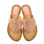 Belifi Rhinestone Love heart Flip Flops