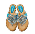 Belifi Rhinestone Love heart Flip Flops