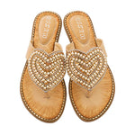 Belifi Rhinestone Love heart Flip Flops
