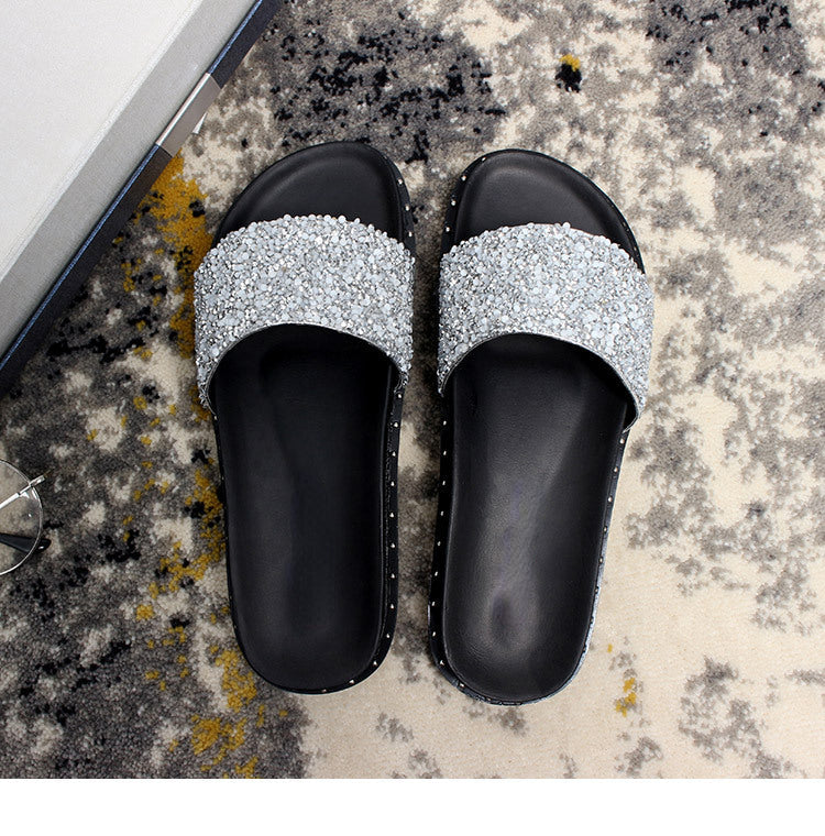 Belifi Soft Sole Non-Slip Sparkling Slippers