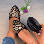 Belifi Rhinestone Flats Casual Comfort Dressy Flats For Wedding Fox Slippers CF305