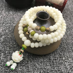 Bodhi Lotus Mala Necklace Bracelet - White Jade for Spiritual Harmony