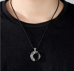 Dragon & Phoenix Couple Necklace - Obsidian & Opal Pendants for Protection