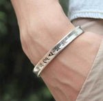 Tibetan Mantra Cuff Bracelet with Heart Sutra - Silver
