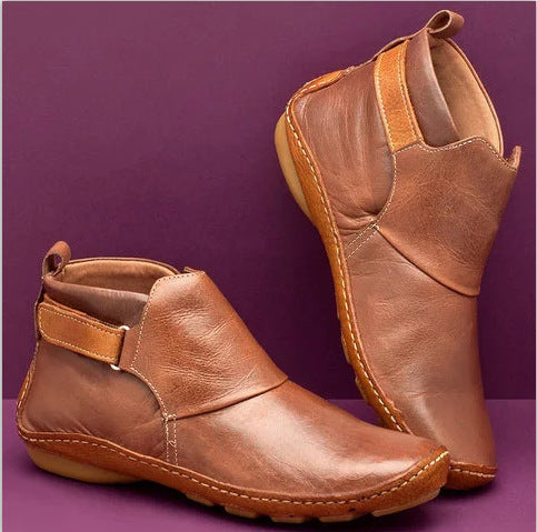 Belifi Winter Fashion Women's Velcro Flat Ankle Martin Boots