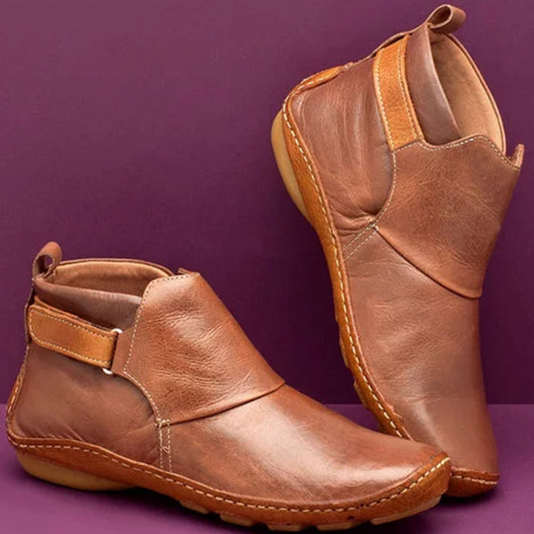 Belifi Winter Fashion Women's Velcro Flat Ankle Martin Boots
