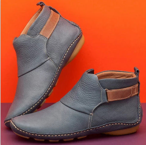 Belifi Winter Fashion Women's Velcro Flat Ankle Martin Boots