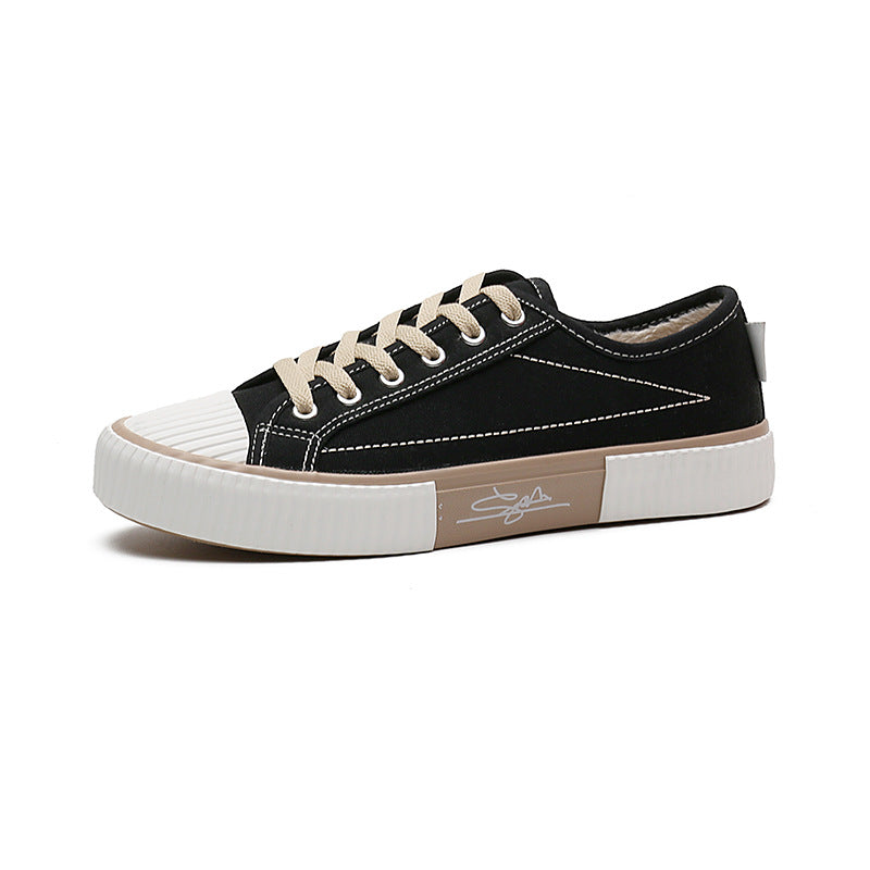 Belifi Women's Flat Heel Round Toe Warm Casual Low-Top Canvas Shoes