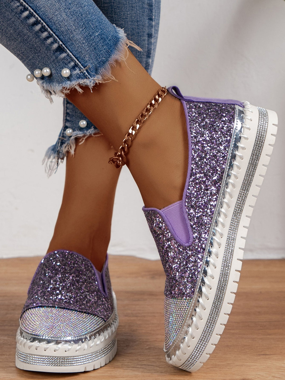 Befili Thick Soled Rhinestone Shoes