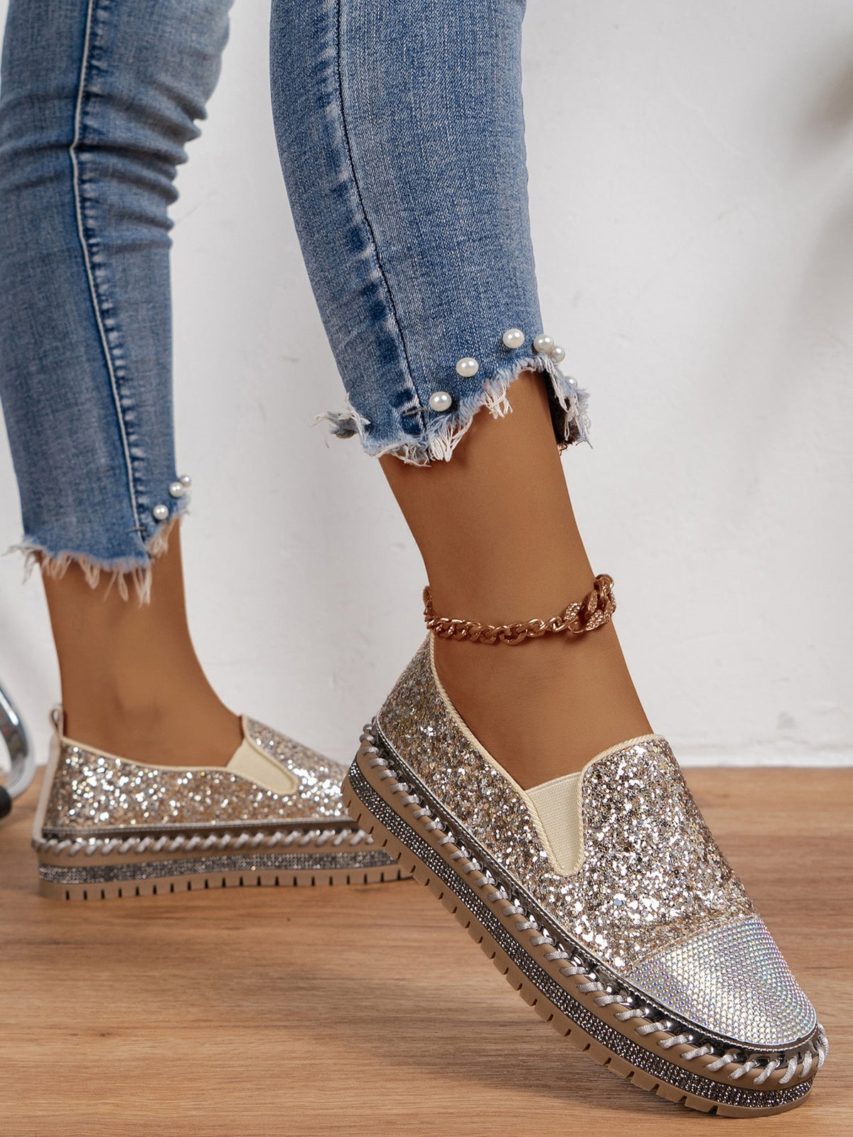 Befili Thick Soled Rhinestone Shoes