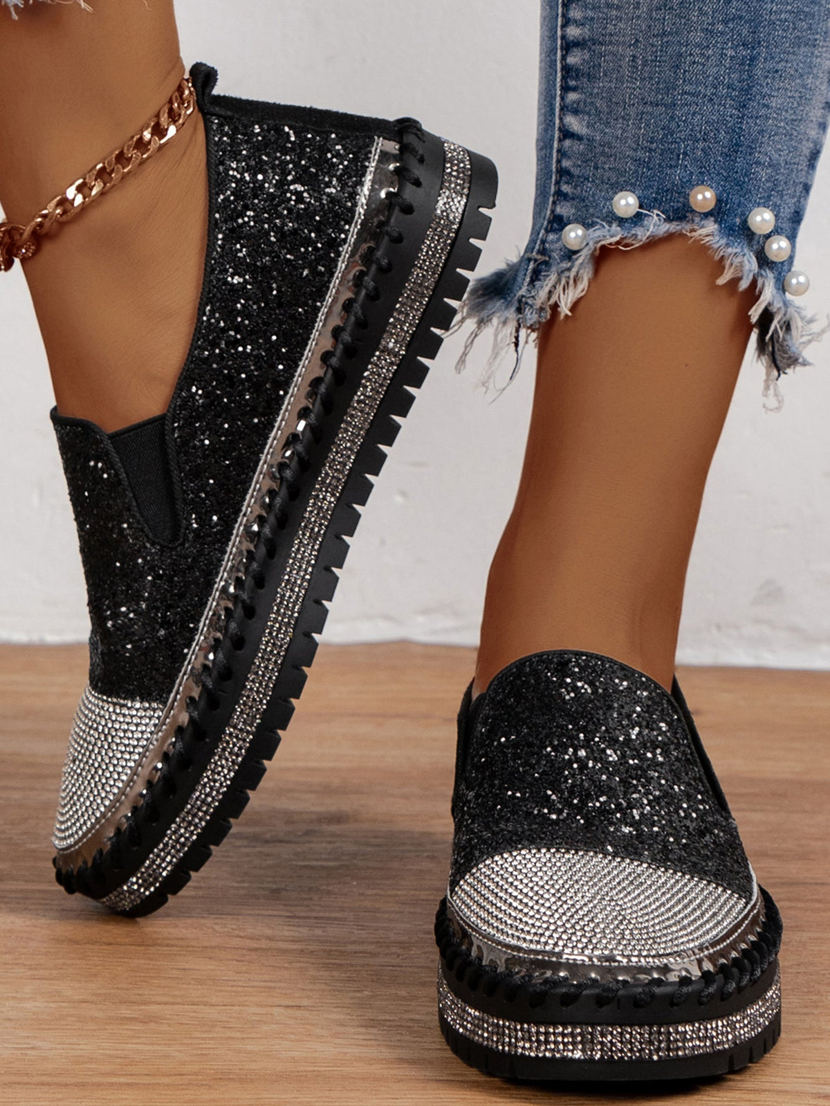 Befili Thick Soled Rhinestone Shoes