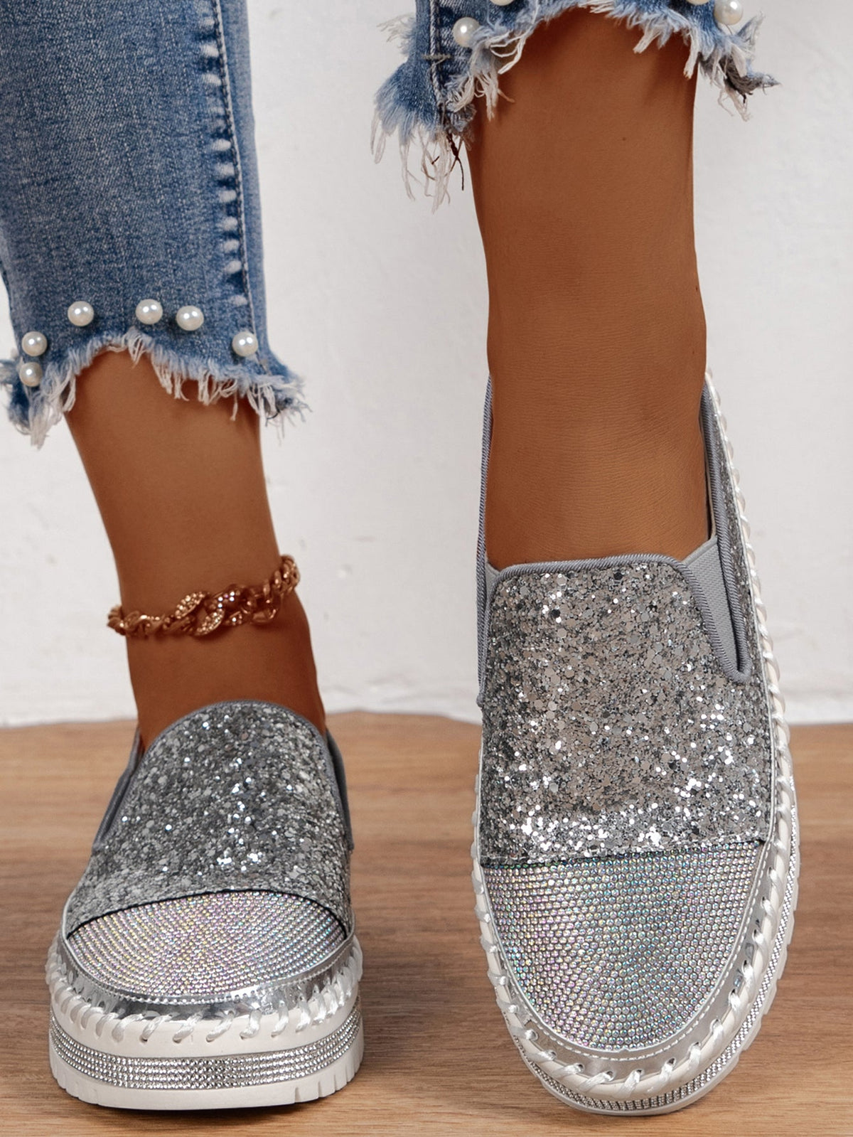 Befili Thick Soled Rhinestone Shoes