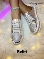 Belifi Strappy Radiance: Women's Multi-Strap Rhinestone Platform Slippers for a Chic and Comfortable Experience