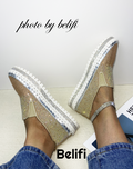 Belifi Starry Splendor: Women's Twinkling Rhinestone Platform Slip-On Shoes for Brilliant Comfort & Style