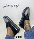 Belifi Dual Twinkle: Multi-Colored Rhinestone-Studded Slip-On Shoes