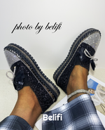 Belifi Shimmering Butterfly: Rhinestone-Encrusted Slip-On Shoes