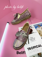 Belifi Shimmering Butterfly: Rhinestone-Encrusted Slip-On Shoes