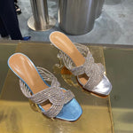 Bellifi Slim Heel Rhinestone Fashion Outwear Slippers