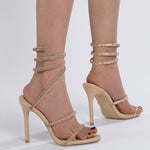 Belifi Rhinestone Slim High Heels Sandals