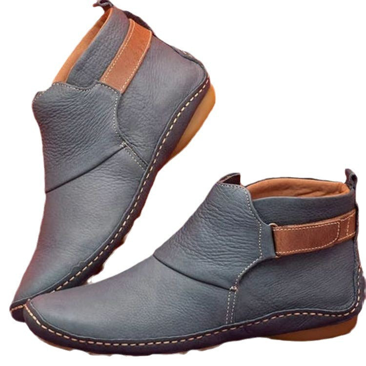 Belifi Winter Fashion Women's Velcro Flat Ankle Martin Boots