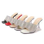 Belifi Rhinestone Square-toe Heeled Sandals