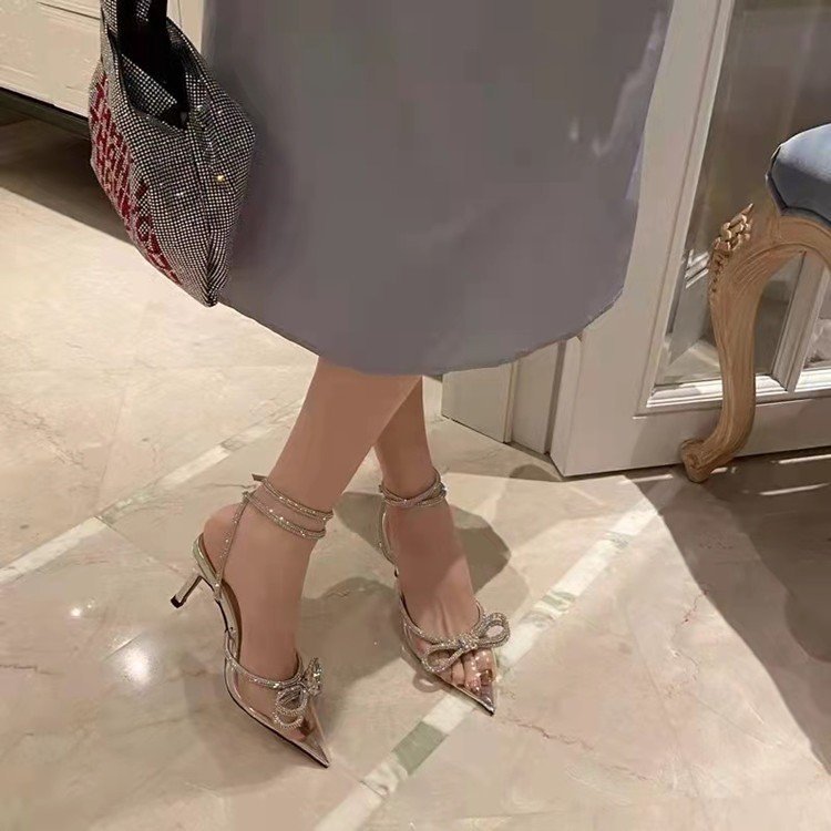 Belifi Fashion Pointed Toe Rhinestone Bow Lace-Up Stiletto Heels