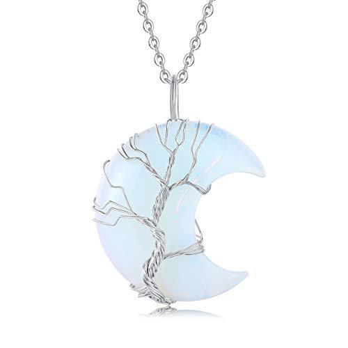 Quartz Crystal Moon Tree of Life Healing Energy Pendant