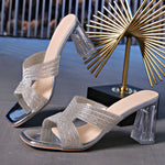 Belifi Square Transparent High-heeled Fashion Sandals