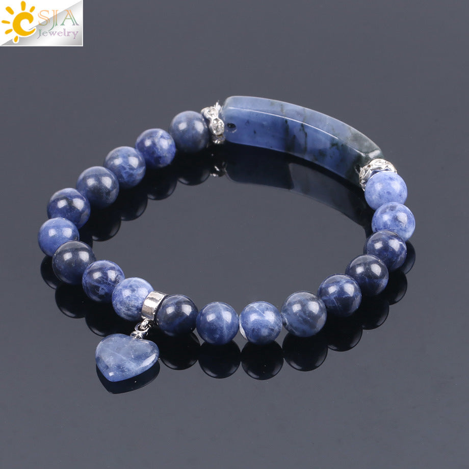 Natural Quartz Love Heart Bracelet for Emotional Healing