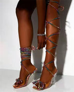 Belifi Strappy Rhinestone Sexy Sandals