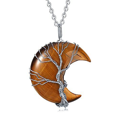 Quartz Crystal Moon Tree of Life Healing Energy Pendant