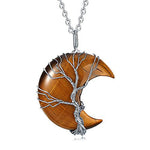 Quartz Crystal Moon Tree of Life Healing Energy Pendant