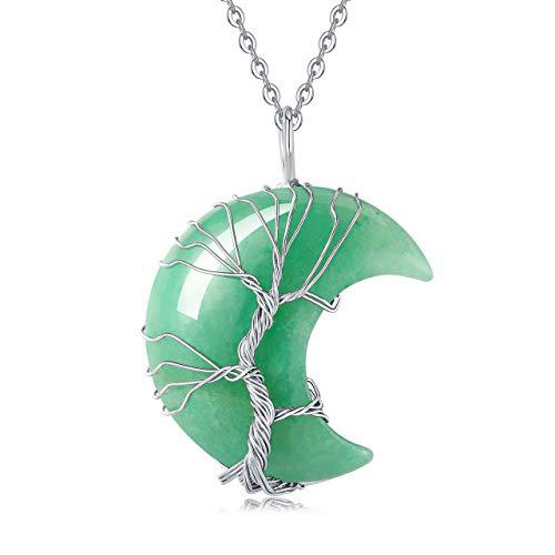 Quartz Crystal Moon Tree of Life Healing Energy Pendant