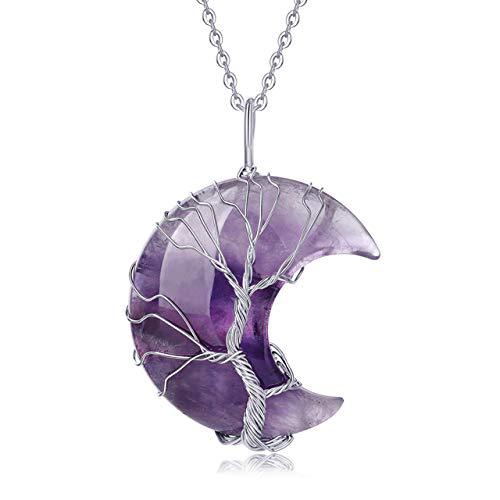 Quartz Crystal Moon Tree of Life Healing Energy Pendant