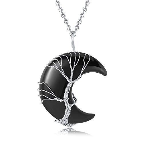 Quartz Crystal Moon Tree of Life Healing Energy Pendant
