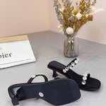 Belifi Drag-heeled Rhinestone Sandals