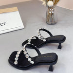 Belifi Drag-heeled Rhinestone Sandals