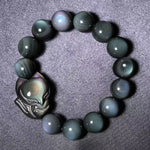 Fox Charm Healing Bracelet - Rainbow Obsidian for Positive Energy
