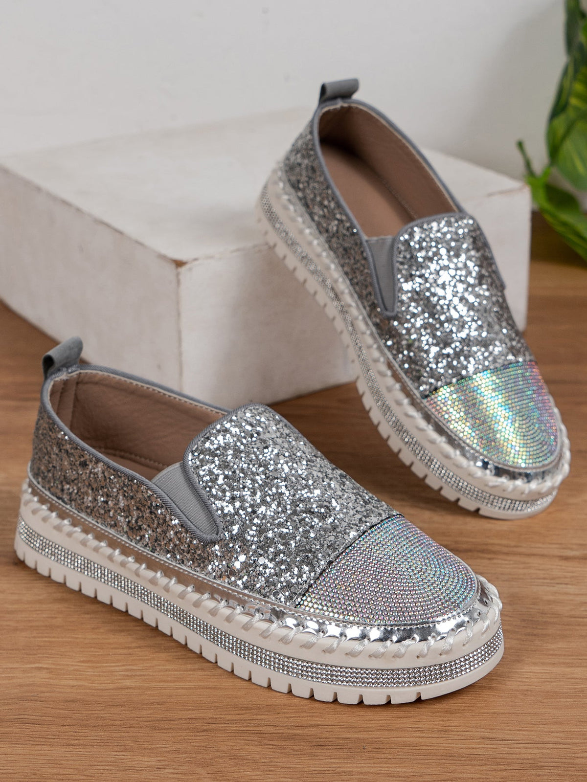 Befili Thick Soled Rhinestone Shoes