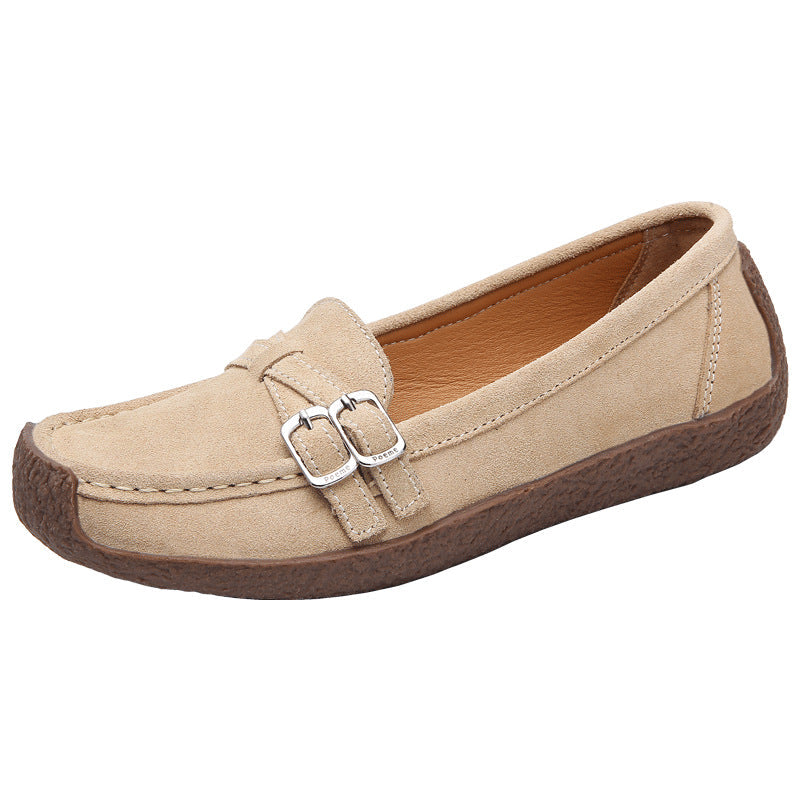 Belifi Leather Flat-bottomed Casual Shoes