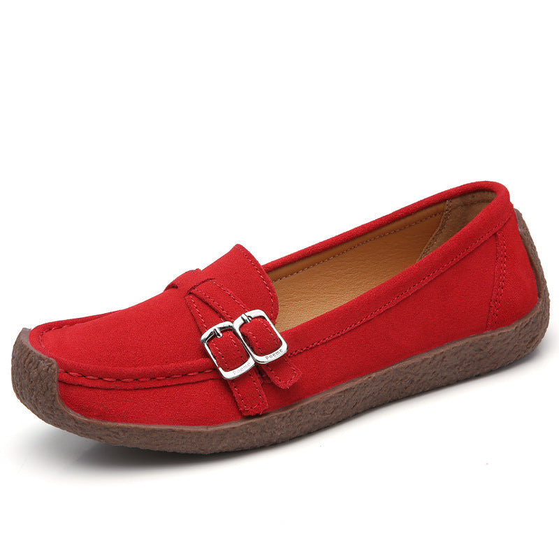 Belifi Leather Flat-bottomed Casual Shoes
