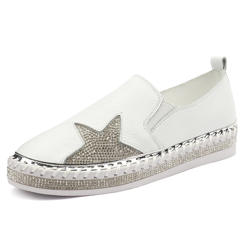 Belifi Fashion Rhinestone Casual Flat Bottom Shoe