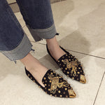 Pointed Tide Versatile Rhinestone Rivet Shallow Flat Sole Single Shoes