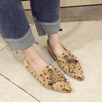 Pointed Tide Versatile Rhinestone Rivet Shallow Flat Sole Single Shoes